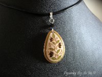White & Green Spring Vines Teardrop Pendant Pysanky Eggshell Jewelry by So Jeo : pysanky pysanka ukrainian easter egg batik art eggshell jewelry pendants earrings drop dangle etched flowers gift women accessories accessory pendant necklace bail crystal finding sterling silver filled sojeo flowers celtic purple white red pink brown green purple orange cream burgundy magenta teal turqoise crows crow blue black so jeo art handmade